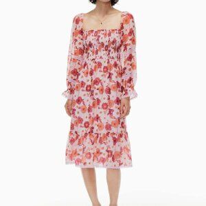 Aritzia - Wilfred grace dress Smocked square-neck midi dress
